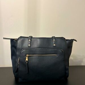 Miztique Black Organizer Shoulder-bag Purse with Gold accents.